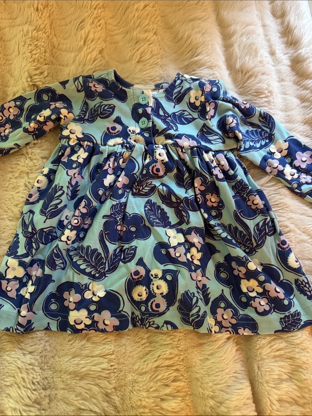 Hannah Light Blue Floral Button-Front Girls Dress